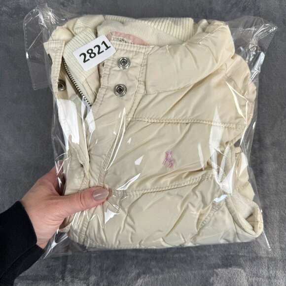 Old Navy Puffer Jacket Vest XL Cream Full Zip Athleisur Gorpcore Y2K Grunge - Picture 8 of 8